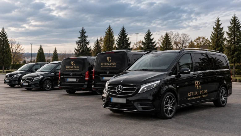 A funeral coach for the mourners